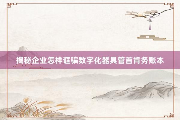 揭秘企业怎样诓骗数字化器具管首肯务账本
